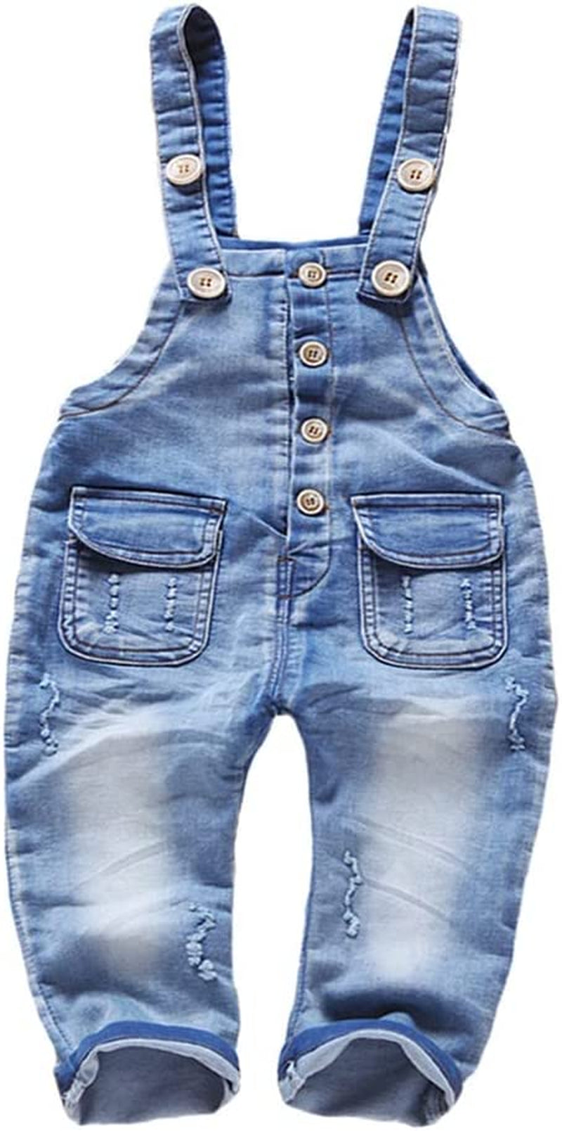 Stylish KIDSCOOL SPACE Denim Overalls for Infants and Toddlers - Blue & Black Combo!