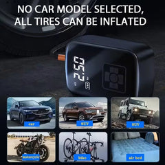 Wireless Car Air Compressor - Electric Tire Inflator for Motorcycle, Bicycle, Boat & More!